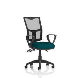 Eclipse Plus III Lever Task Operator Chair Mesh Back With Bespoke Colour Seat With Loop Arms In Maringa Teal