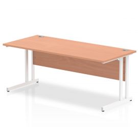 Impulse 1800 x 800mm Straight Desk Beech Top White Cantilever Leg