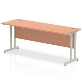 Impulse 1800 x 600mm Straight Desk Beech Top Silver Cantilever Leg