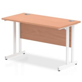 Impulse 1200 x 600mm Straight Desk Beech Top Silver Cantilever Leg