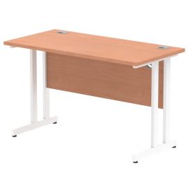 Impulse 1200 x 600mm Straight Desk Beech Top White Cantilever Leg