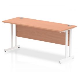 Impulse 1600 x 600mm Straight Desk Beech Top Silver Cantilever Leg