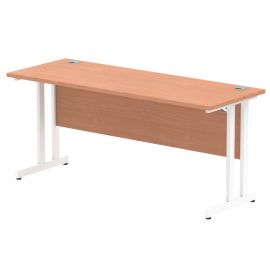 Impulse 1600 x 600mm Straight Desk Beech Top White Cantilever Leg
