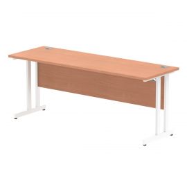 Impulse 1800 x 600mm Straight Desk Beech Top White Cantilever Leg