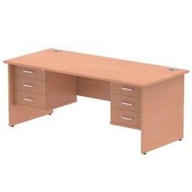 Impulse 1800 x 800mm Straight Desk Beech Top Panel End Leg 2 x 3 Drawer Fixed Pedestal