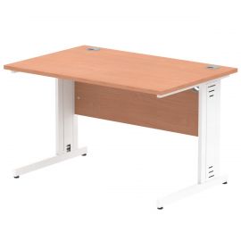Impulse 1200 x 800mm Straight Desk Beech Top White Cable Managed Leg