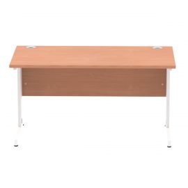 Impulse 1400 x 800mm Straight Desk Beech Top White Cable Managed Leg 