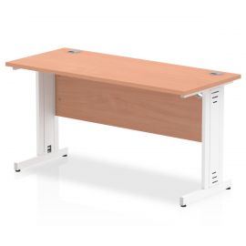 Impulse 1400 x 600mm Straight Desk Beech Top White Cable Managed Leg