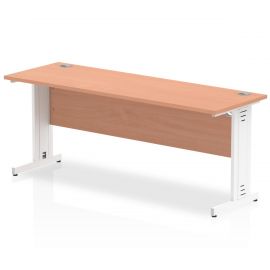Impulse 1800 x 600mm Straight Desk Beech Top White Cable Managed Leg