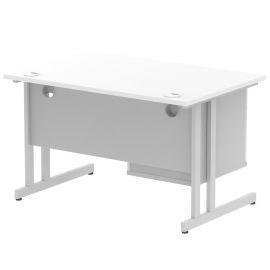 Impulse 1200 x 800mm Straight Desk White Top Silver Cantilever Leg with 1 x 2 Drawer Fixed Pedestal
