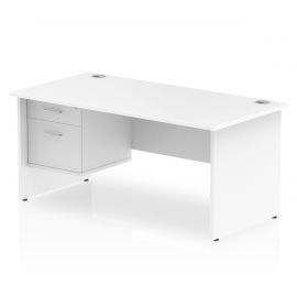 Impulse 1600 x 800mm Straight Desk White Top Panel End Leg 1 x 2 Drawer Fixed Pedestal