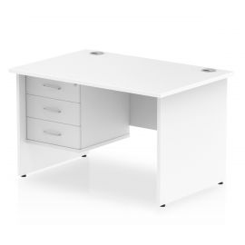 Impulse 1200 x 800mm Straight Desk White Top Panel End Leg with 1 x 3 Drawer Fixed Pedestal