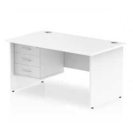 Impulse 1400 x 800mm Straight Desk White Top Panel End Leg with 1 x 3 Drawer Fixed Pedestal