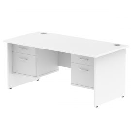 Impulse 1600 x 800mm Straight Desk White Top Panel End Leg 2 x 2 Drawer Fixed Pedestal