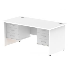 Impulse 1600 x 800mm Straight Desk White Top Panel End Leg 2 x 3 Drawer Fixed Pedestal