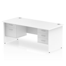 Impulse 1600 x 800mm Straight Desk White Top Panel End Leg 1 x 2 Drawer 1 x 3 Drawer Fixed Pedestal