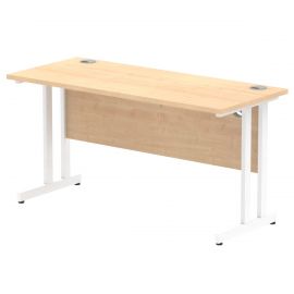 Impulse 1400 x 600mm Straight Desk Maple Top White Cantilever Leg