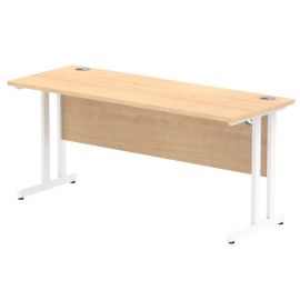 Impulse 1600 x 600mm Straight Desk Maple Top White Cantilever Leg