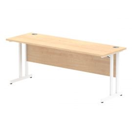 Impulse 1800 x 600mm Straight Desk Maple Top White Cantilever Leg
