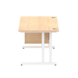Impulse 1400 x 800mm Straight Desk Maple Top White Cantilever Leg with 1 x 2 Drawer Fixed Pedestal