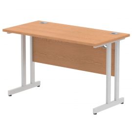 Impulse 1200 x 600mm Straight Desk Oak Top Silver Cantilever Leg