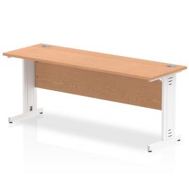 Impulse 1800 x 600mm Straight Desk Oak Top White Cable Managed Leg