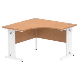 Impulse 1200mm Corner Desk Oak Top White Cable Managed Leg