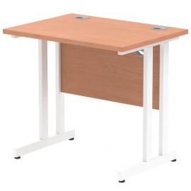 Impulse 800 x 600mm Straight Desk Beech Top White Cantilever Leg