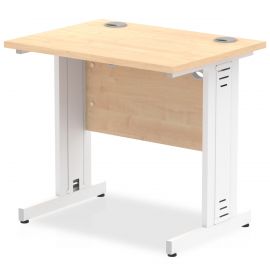 Impulse 800 x 600mm Straight Desk Maple Top White Cable Managed Leg