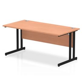 Impulse 1600 x 800mm Straight Desk Beech Top Silver Cantilever Leg