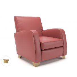 Wynne 81cm Wide Armchair Chilli Faux Leather Light Wood Feet