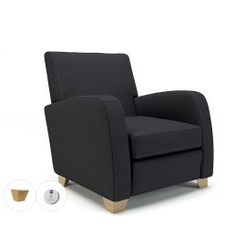 Wynne 81cm Wide Armchair Ebony Fabric Light Wood Feet With Socket
