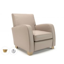 Wynne 81cm Wide Armchair Taupe Faux Leather Light Wood Feet With Socket