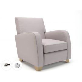 Wynne 81cm Wide Armchair Linen Fabric Wide Chrome Feet With Socket