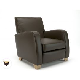 Wynne 81cm Wide Armchair Mocha Faux Leather Ebony Wood Feet