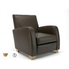 Wynne 81cm Wide Armchair Mocha Faux Leather Light Wood Feet With Socket