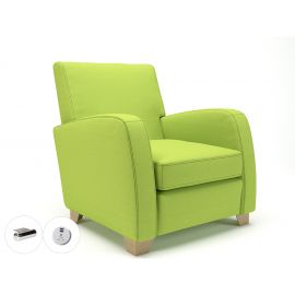 Wynne 81cm Wide Armchair Period Fabric Wide Chrome Feet With Socket