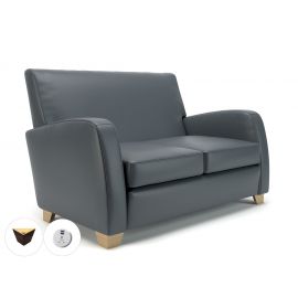 Wynne 132cm Wide Sofa Atlantic Faux Leather Ebony Wood Feet With Socket