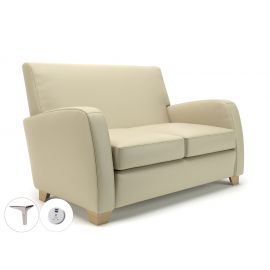 Wynne 132cm Wide Sofa Chalk Faux Leather Chrome Feet With Socket