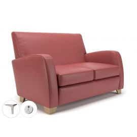 Wynne 132cm Wide Sofa Chilli Faux Leather Chrome Feet With Socket