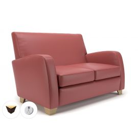 Wynne 132cm Wide Sofa Chilli Faux Leather Ebony Wood Feet With Socket