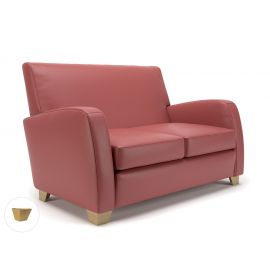 Wynne 132cm Wide Sofa Chilli Faux Leather Light Wood Feet