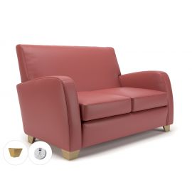 Wynne 132cm Wide Sofa Chilli Faux Leather Light Wood Feet With Socket