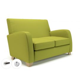 Wynne 132cm Wide Sofa Citron Fabric Wide Chrome Feet With Socket