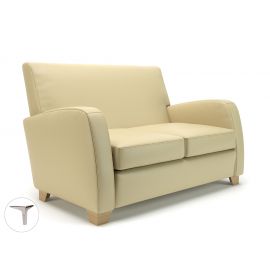 Wynne 132cm Wide Sofa Cream Faux Leather Chrome Feet