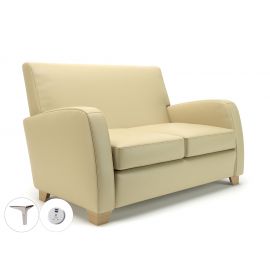 Wynne 132cm Wide Sofa Cream Faux Leather Chrome Feet With Socket