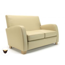 Wynne 132cm Wide Sofa Cream Faux Leather Ebony Wood Feet