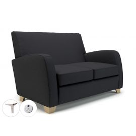 Wynne 132cm Wide Sofa Ebony Fabric Chrome Feet With Socket
