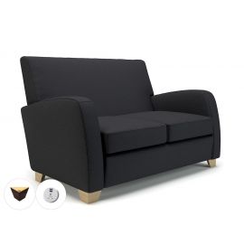 Wynne 132cm Wide Sofa Ebony Fabric Ebony Wood Feet With Socket