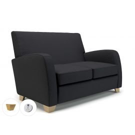 Wynne 132cm Wide Sofa Ebony Fabric Light Wood Feet With Socket